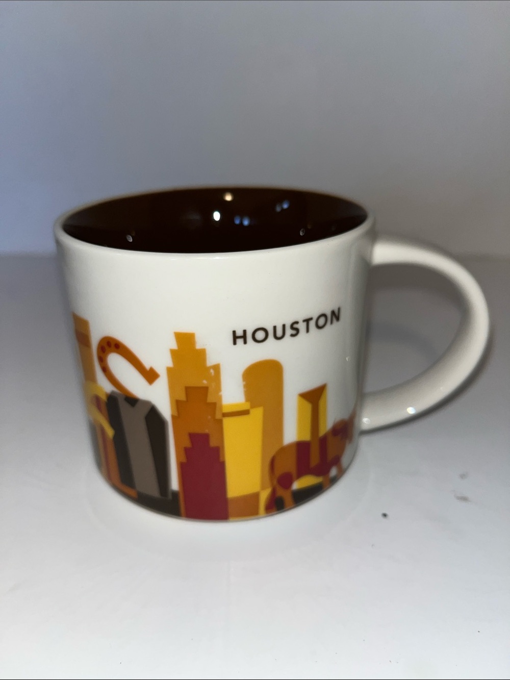Starbucks Houston Skyline Ceramic Coffee Mug - White and Brown